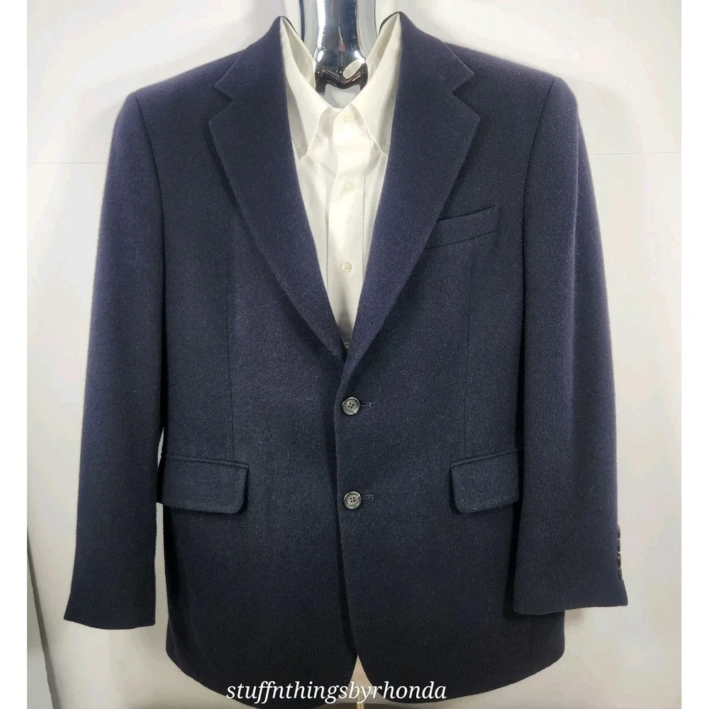 JOS. A. BANK Vintage 100% Camel Hair Navy Sport Coat Blazer Men's 42 Reg